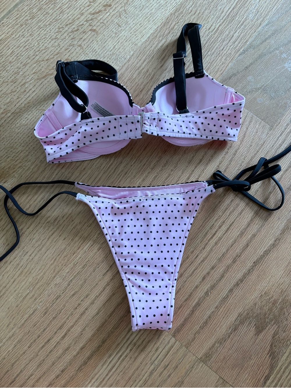 Frankie's Bikinis Pink Polka Dot Tie-Side Bikini Set - Picture 4 of 4